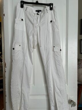 INC International Concepts White Cargo Pants with Utility Pockets